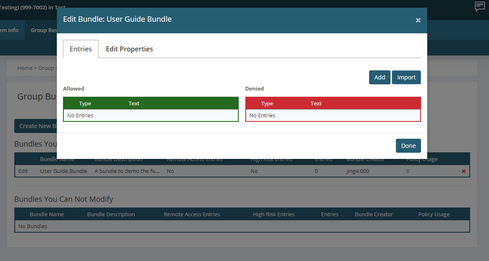 Editing a bundle entries. Editing a bundle entries.